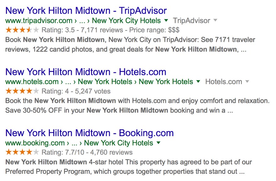 Online reviews in Google SERPs